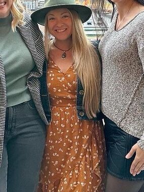 Old Navy Mustard Floral V-Neck Maxi Dress